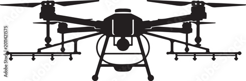 Drone, black drone, aerial vehicle, unmanned aircraft, vector illustration