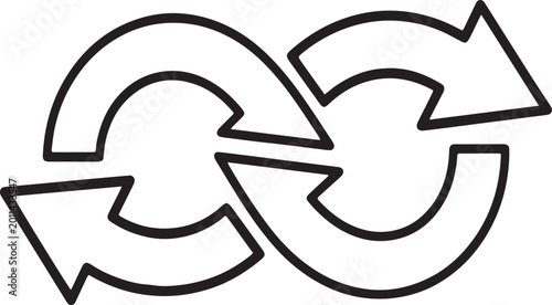 Photos Continuous Integration and Data Processing Loop Icon, Minimalist Outline Vector