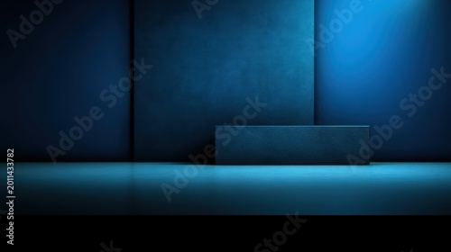 Elevate your product showcase with this sophisticated and minimalist deep blue studio stage.
