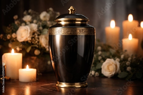 Stylish urn designed for cremation with a glossy exterior