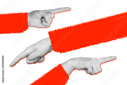 Canvas-taulu Composite photo collage of hands index fingers point each other blame business p