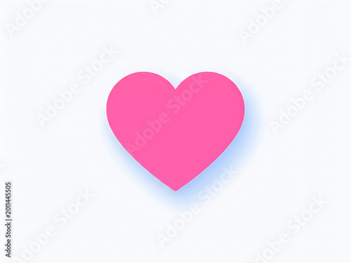 Simple pink heart shape icon with a soft shadow effect for romantic design projects and love themes