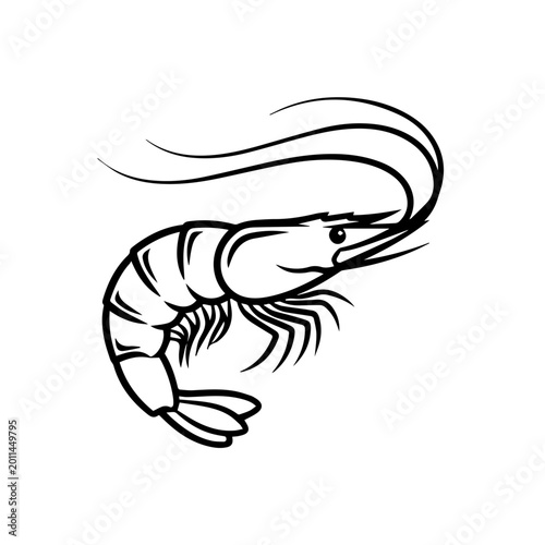 Bilde på lerret A large shrimp swims quickly through ocean water with motion lines
