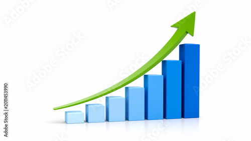 Free Download Illustration of a rising green arrow over a bar chart representing financial growth and business success - GFXLoad