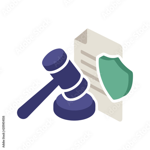 Legal document protection and compliance isometric icon vector illustration