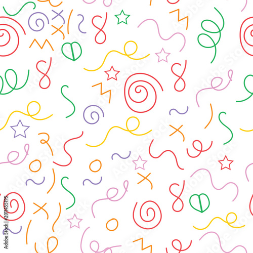 Colorful line doodle seamless pattern