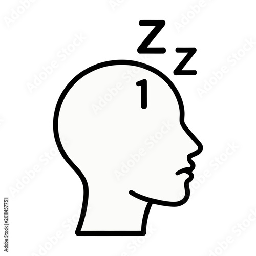 Sleeping person with zzz symbol above head flat design vector