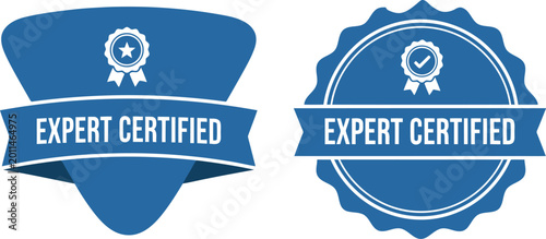 Fotografia Blue Expert Certified Badge Icons for Professional Accreditation and Achievement