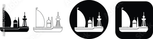 Foto Side view of a sailing vessel with a large sail and tower structures in formats