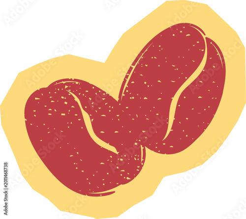 Photos coffee beans hand-drawn roughen textured sticker