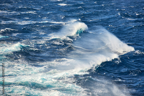 Photography High angle view of rough sea with whitecaps and wind-blown spray on the Aegean S