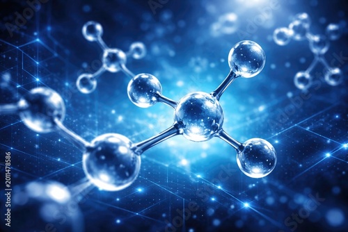 Modern molecular framework illustration with blue tech inspired background