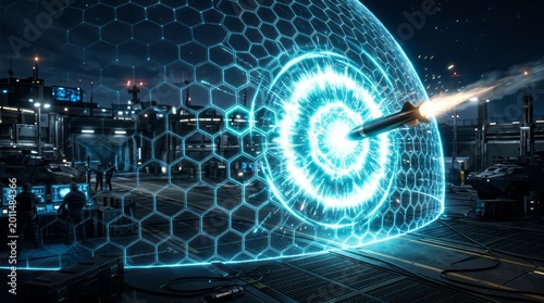 Futuristic Defense System with Energy Shield