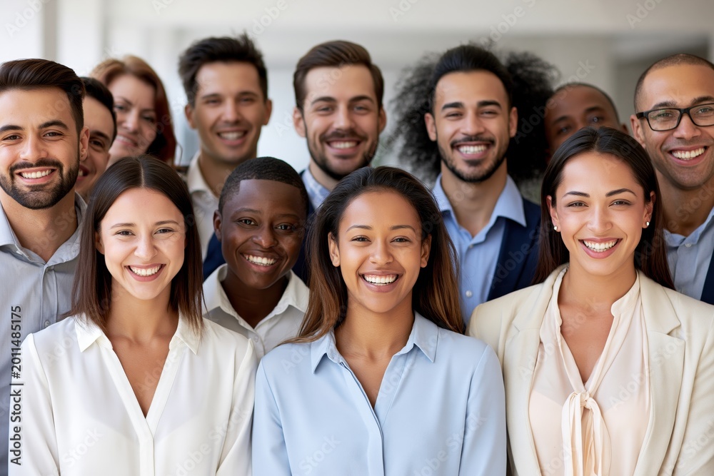 Fototapeta premium Happy Business Team Laughing Together in Modern Office