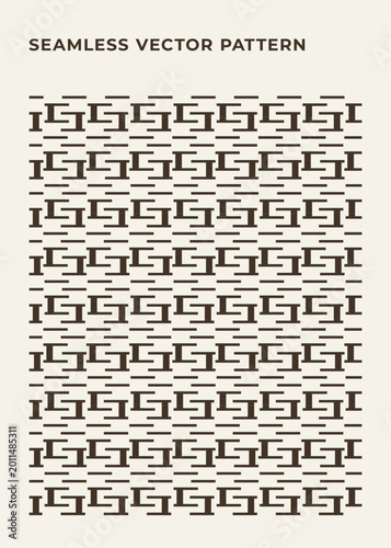 Brown geometric seamless pattern with abstract line ornament