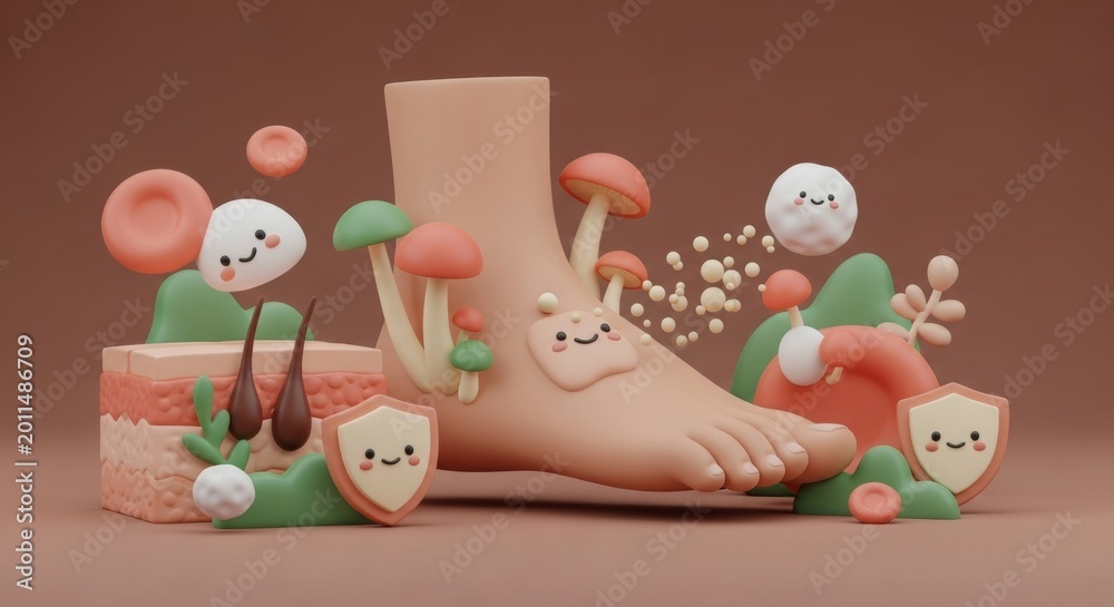 Obraz premium Fungal Infection Awareness Month foot health illustration