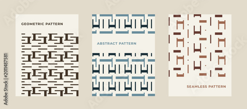 Set of three geometric seamless vector patterns