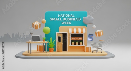 3D illustration for National Small Business Week celebration