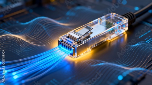 Fiber Optical Transceiver Module on Circuit Board