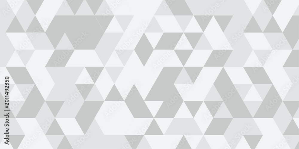 Obraz premium Abstract geometric White and gray background seamless mosaic and low polygon triangle texture wallpaper. Triangle shape retro wall grid pattern geometric ornament tile vector square element.