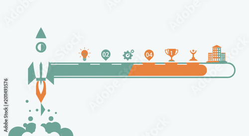 Foto Rocket Ship Launching into Success.