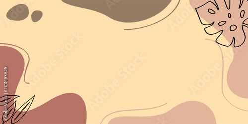 Hand-drawn Abstract Organic Shape Background in Earthy Tones with Minimalist Line Art