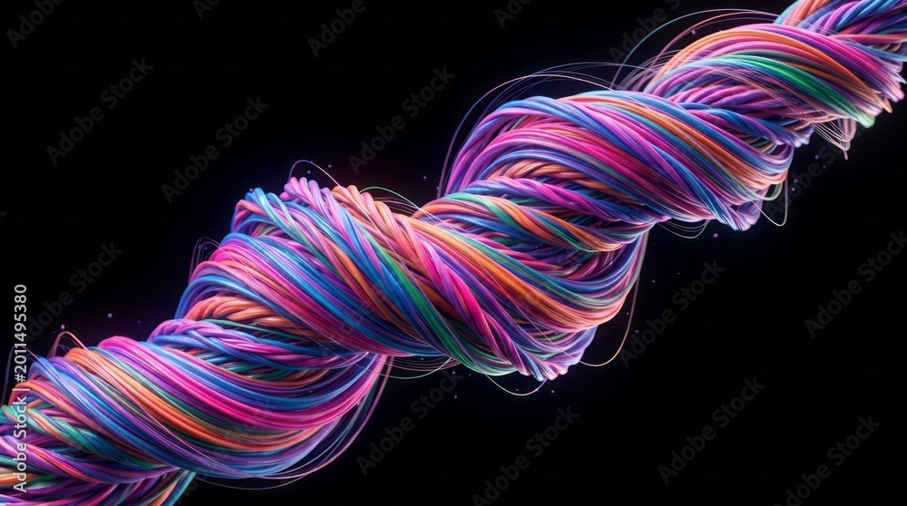© Oleksandr - Colorful Twisted Fiber Abstract Fiber Colorful Twisted Art Design Vibrant Texture. Concept featuring fiber, colorful, twisted, art, design for professional commercial design.