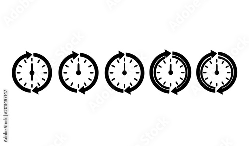 Konstfotografi Clock arrow icon set vector 6 12 24 48 72 hours time duration symbols