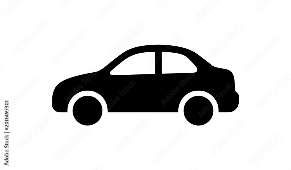 Fototapeta premium Car glyph icon vector solid minimal vehicle symbol isolated on white