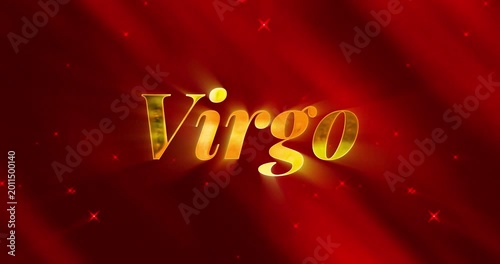 Virgo text - Background Red with Golden Text concept Elegant background	