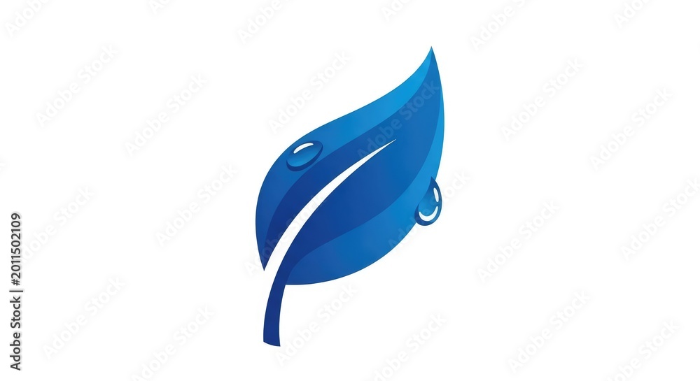 Obraz premium Blue Leaf Water Drop Logo Design Vector Illustration Premium Stock Photo