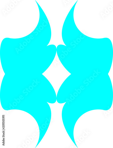 Cyan abstract symmetrical floral ornament wing shape flourish decorative design element