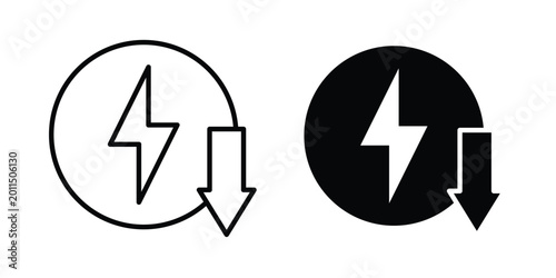 Free Download Energy reduction icon illustration design vector set in black. - GFXLoad
