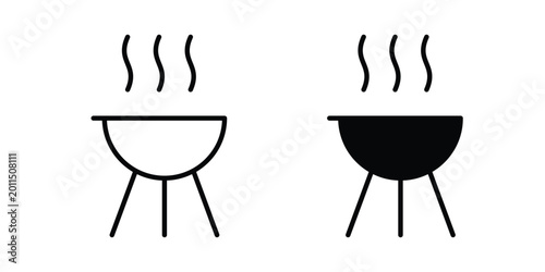 Photos Grill icon illustration design vector set in black.