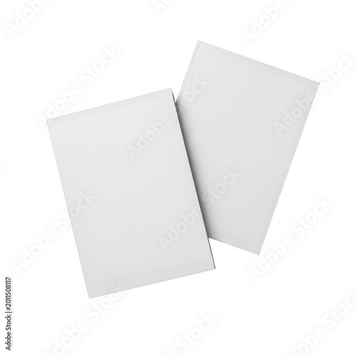 Two blank white cards isolated on transparent background