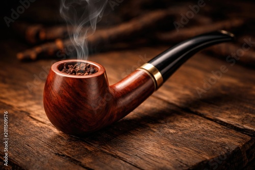 Traditional wooden smoking pipe isolated with smooth polished finish