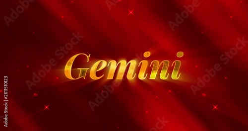 Gemini text - Background Red with Golden Text concept Elegant background