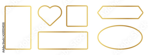 Canvas Print Golden rope border and luxury nautical shape set
