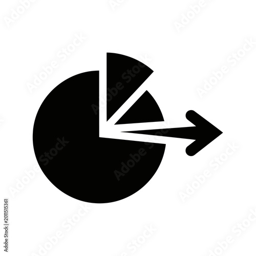 Pie Chart Slice Exploding Outward with Arrow, Business Growth Concept