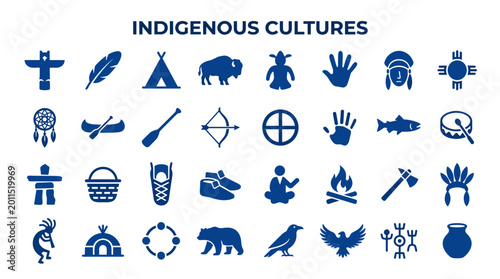 Photos Indigenous Cultures Symbols Icons Set Native American Heritage Spirituality Natu