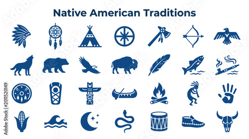Photos Native American Traditions Symbols Icons Collection Illustrating Cultural Herita