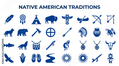 Konstfotografi Native American Traditions Symbols Icons Collection Indigenous Culture Heritage