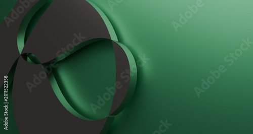 Tableau sur toile 3d render abstract curved metal object on green background wallpaper