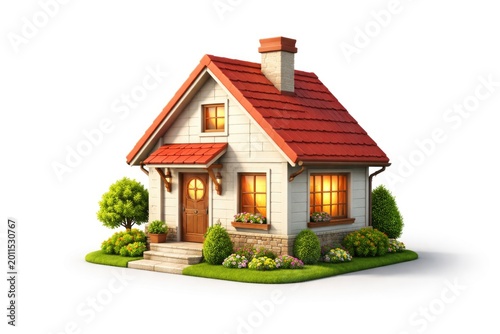 stylized family house symbol isolated on clean white surface
