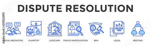 Canvastavla Dispute Resolution  Banner Web  Icon Set Collection Pack Vector Illustration Con