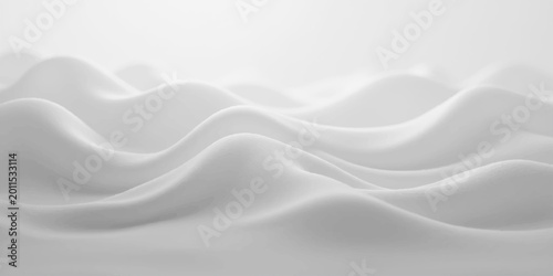 Fotografie Elegant white silk and satin fabric background featuring smooth flowing waves an