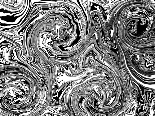 Abstract Black and White Liquid Marble Texture - Swirling Fluid Acrylic Background with Monochrome Ink Ripples and Organic Flow