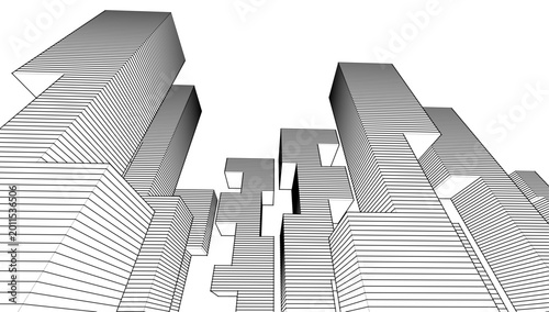  abstract modular architecture 3d rendering