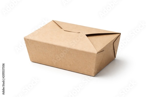 Minimalist paper food container isolated on white with clipping path