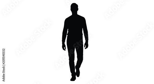 Schilderij op canvas Man walking forward in casual clothing full body silhouette